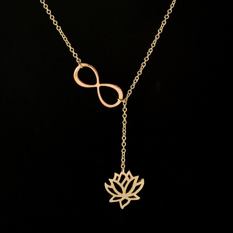 Infinity Lotus Lariat Necklace