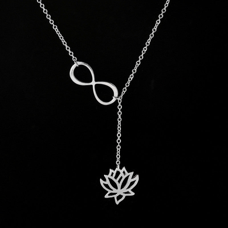 Infinity Lotus Lariat Necklace