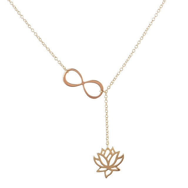 Infinity Lotus Lariat Necklace