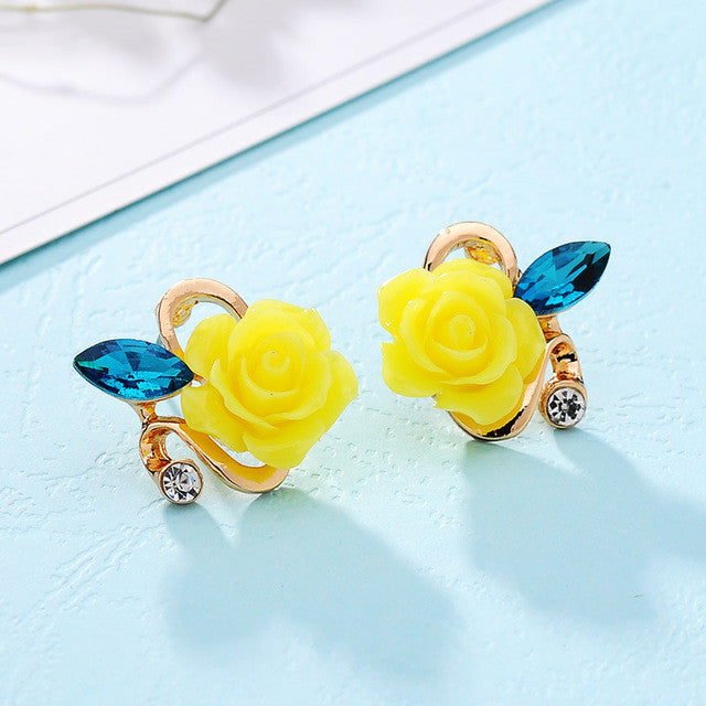 Rose Crystal Stud Earrings