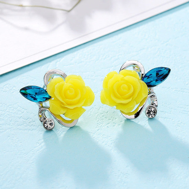 Rose Crystal Stud Earrings