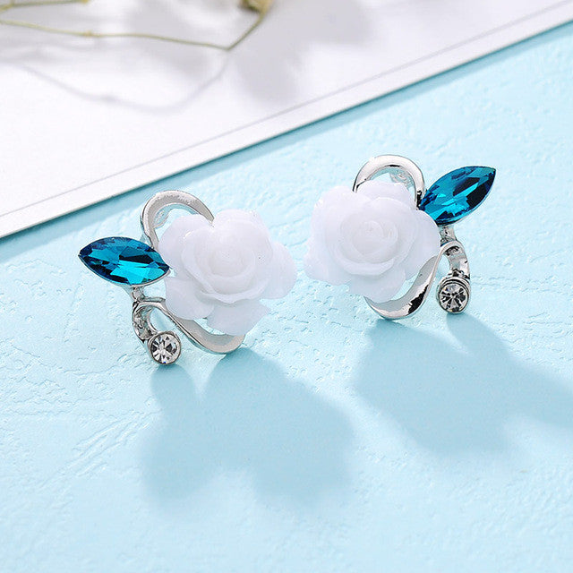 Rose Crystal Stud Earrings