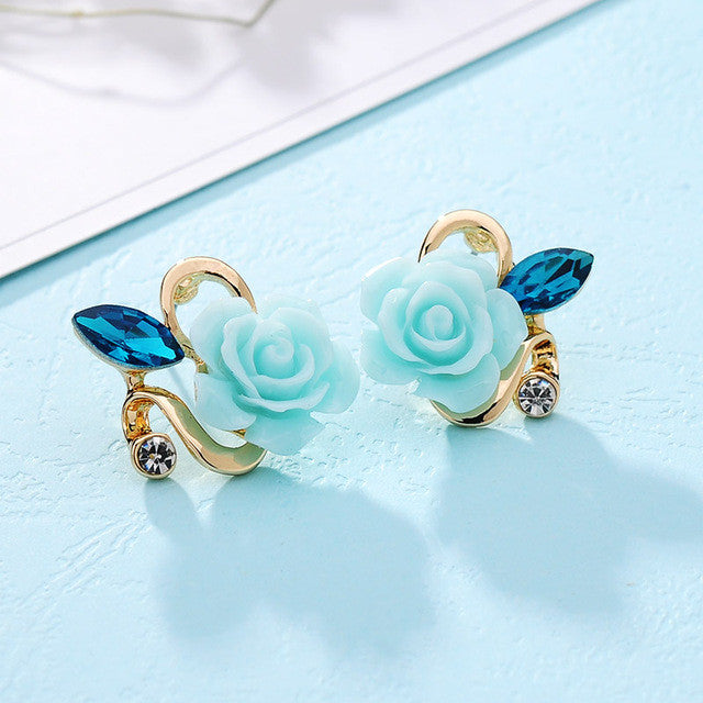 Rose Crystal Stud Earrings