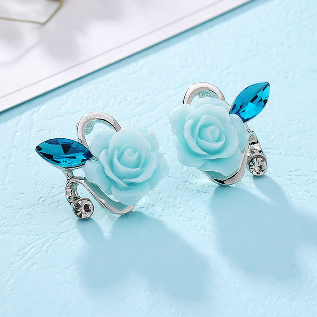 Rose Crystal Stud Earrings