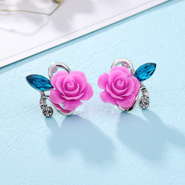Rose Crystal Stud Earrings