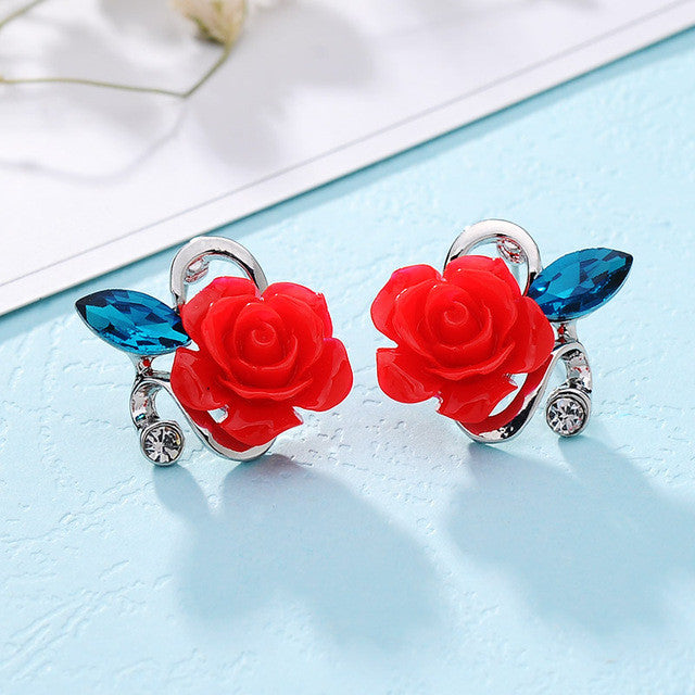Rose Crystal Stud Earrings