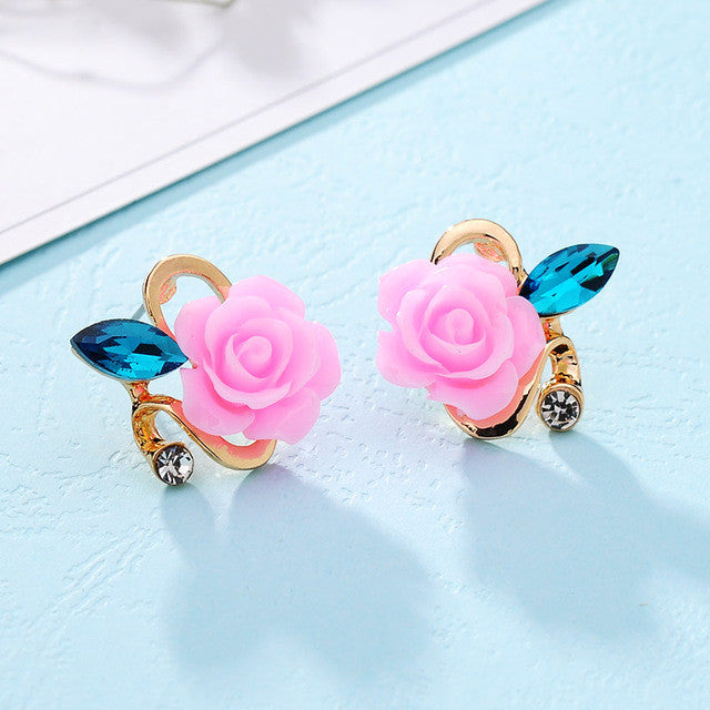 Rose Crystal Stud Earrings