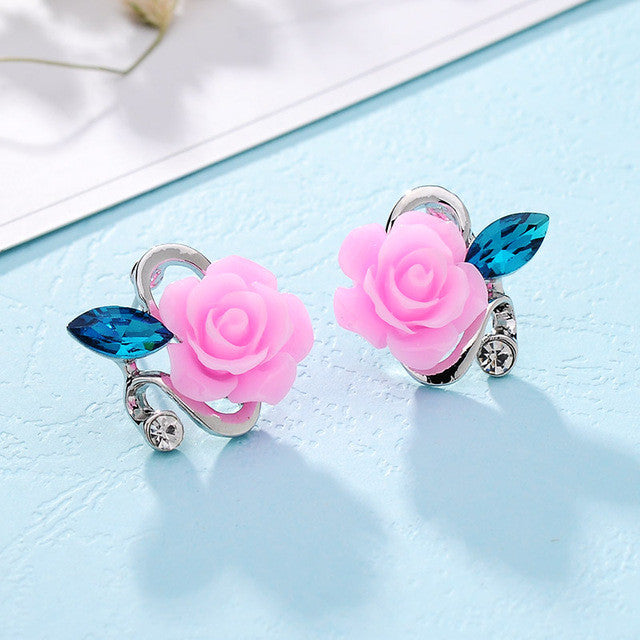 Rose Crystal Stud Earrings