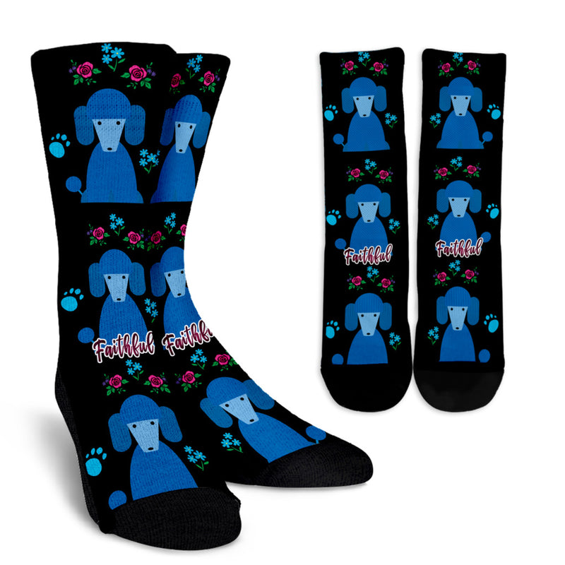 Faithful Poodles Socks for Poodle Dog Lovers Blue