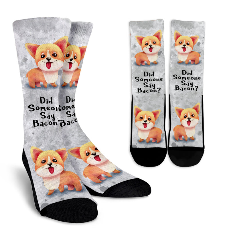 Did Someone Say Bacon Corgi Dog Socks