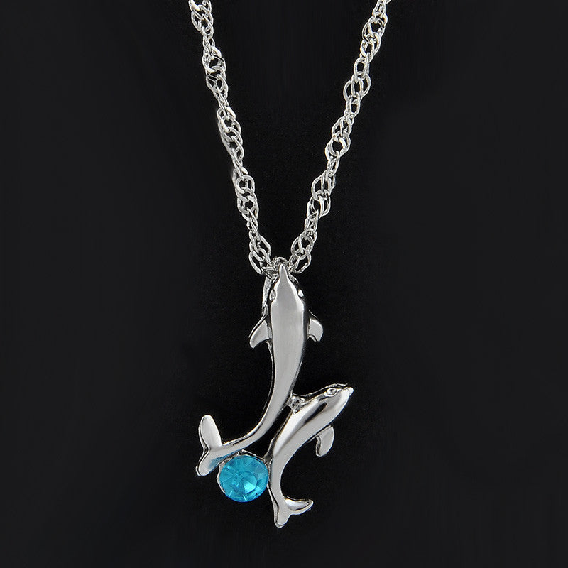 Crystal Chain Dolphin Necklace