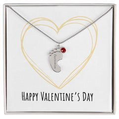 Engraved Baby Feet with Birthstone