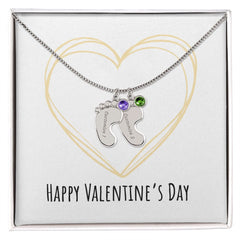 Engraved Baby Feet with Birthstone