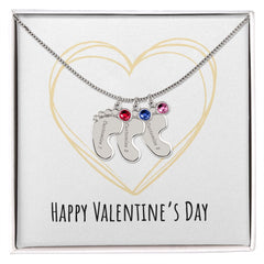 Engraved Baby Feet with Birthstone