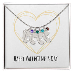 Engraved Baby Feet with Birthstone