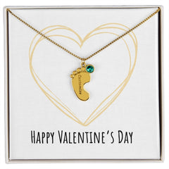 Engraved Baby Feet with Birthstone