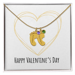 Engraved Baby Feet with Birthstone