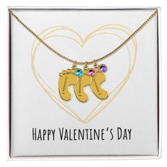 Engraved Baby Feet with Birthstone