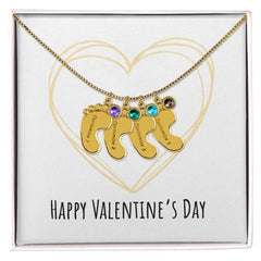 Engraved Baby Feet with Birthstone