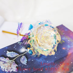 LED Enchanted Galaxy Rose Eternal 24K Gold Foil Flower with String Lights In Dome for Home Decor