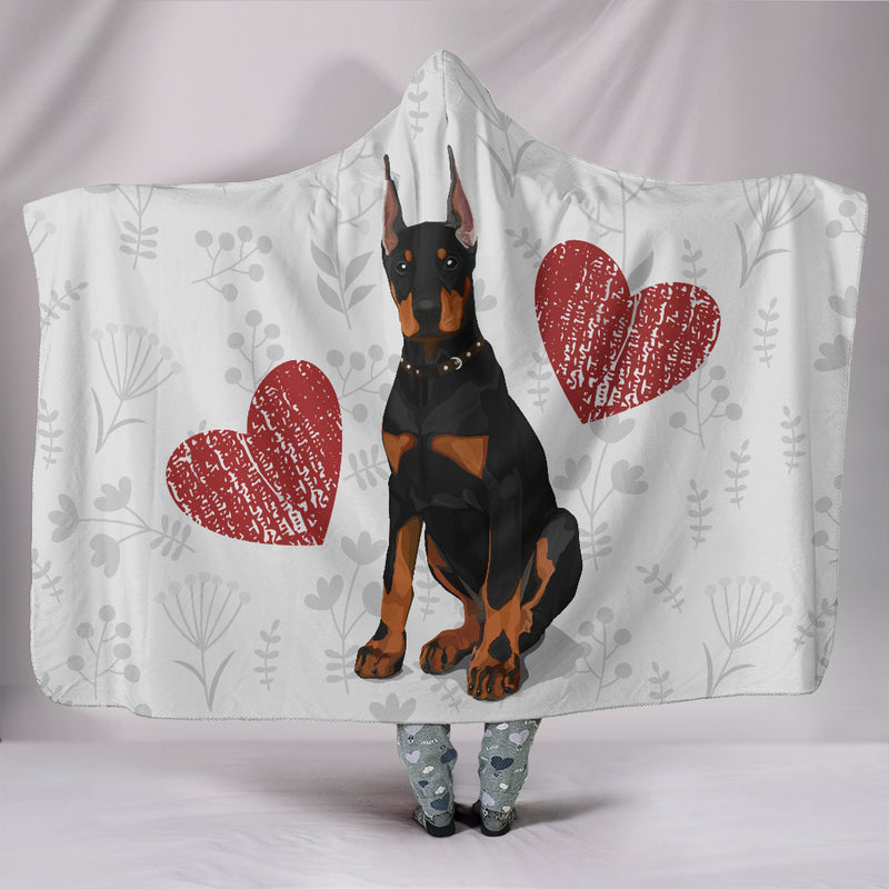 I Love Dobermans Hooded Blanket for Lovers of Doberman Dogs