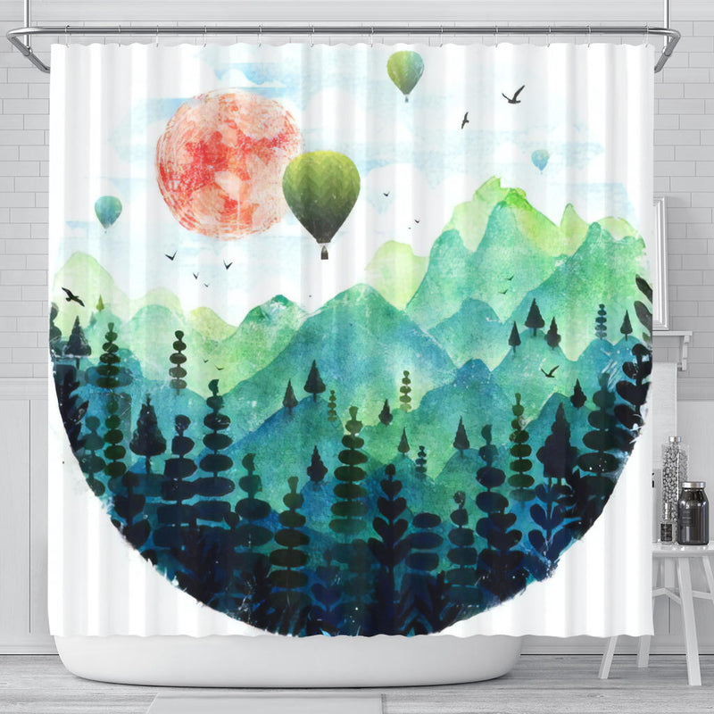 Hot Air Balloons over the Valley Shower Curtain