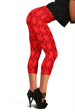 Red Argyle Womens Capris