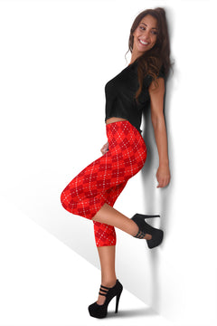 Red Argyle Womens Capris