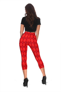 Red Argyle Womens Capris