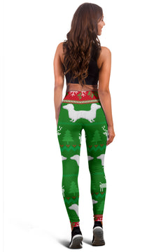 Ugly Christmas Sweater Leggings With Dachshunds