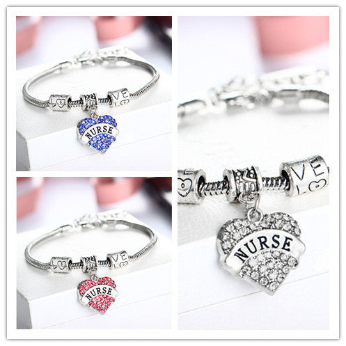 Nurse Crystal Charm Bracelet