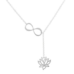 Infinity Lotus Lariat Necklace