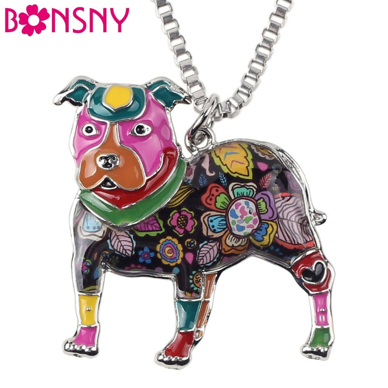 Pit Bull Enamel Necklace